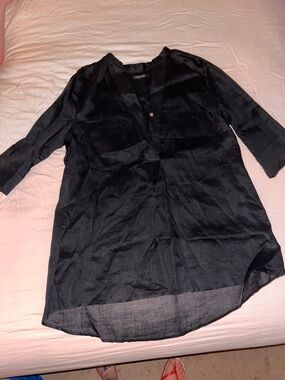 NWOT women’s black MARC O’POLO 100% Chine Grass blouse dress. Size 40 M/L